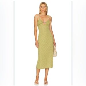 House of Harlow 1960 Sage Green Beaded Midi Dress Size: L NWOT